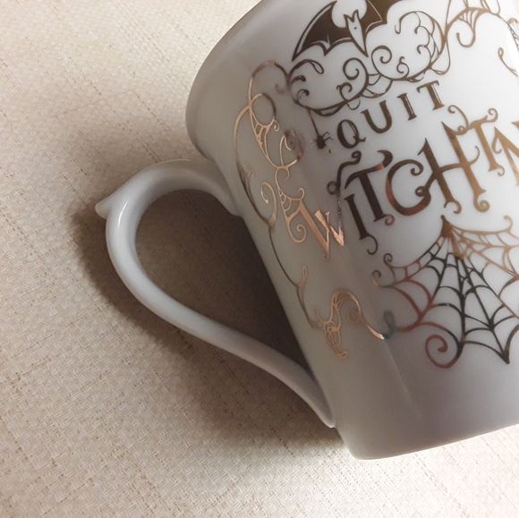 Quit Witchin Boho Coffee Mug Bat Spiderweb - Picture 3 of 5